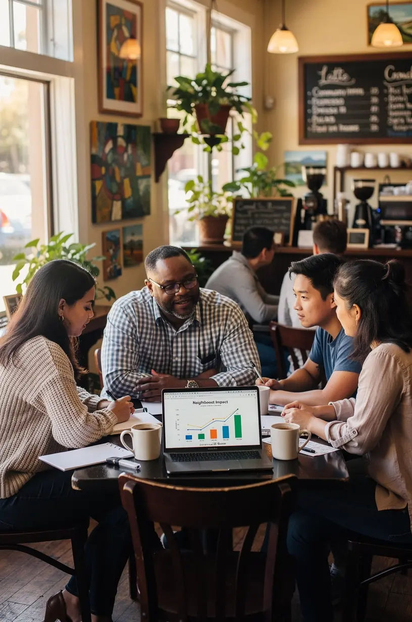 A professional blog webpage on a laptop screen displaying articles about practical problem-solving strategies in Canadian neighborhoods.