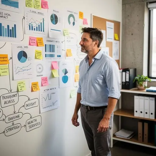 Person taking notes while reading a transparent and educational blog post about practical local solutions in Canada